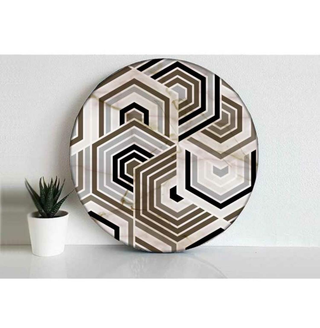 Hexagon Geometrik Desenli Yuvarlak Otel Masası