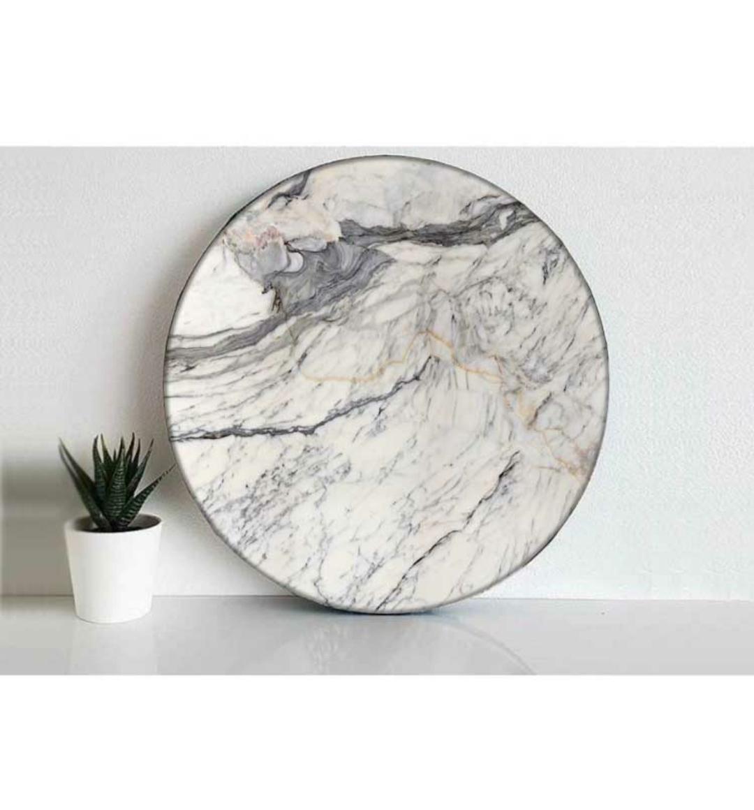 Calacatta Mermer Yuvarlak Otel Tablası