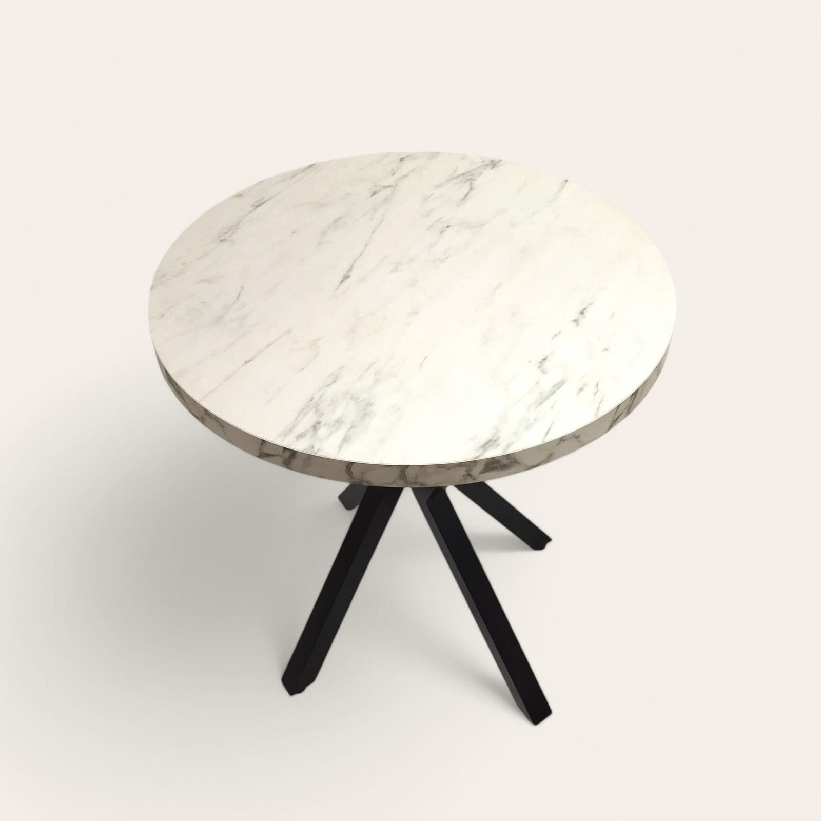 Beyaz Mermer Yuvarlak X-Ayak Otel Masası