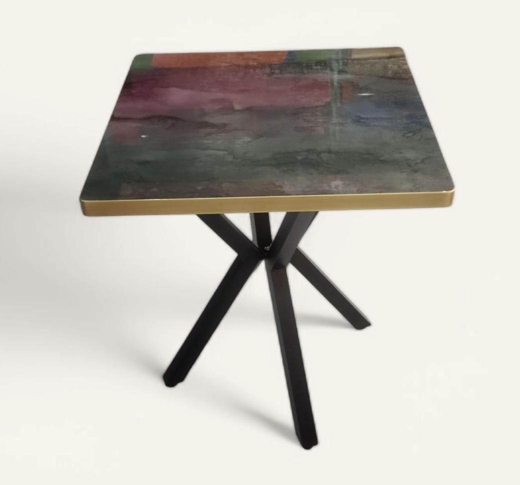 Sanatsal Renkli Mermer Cafe Masası